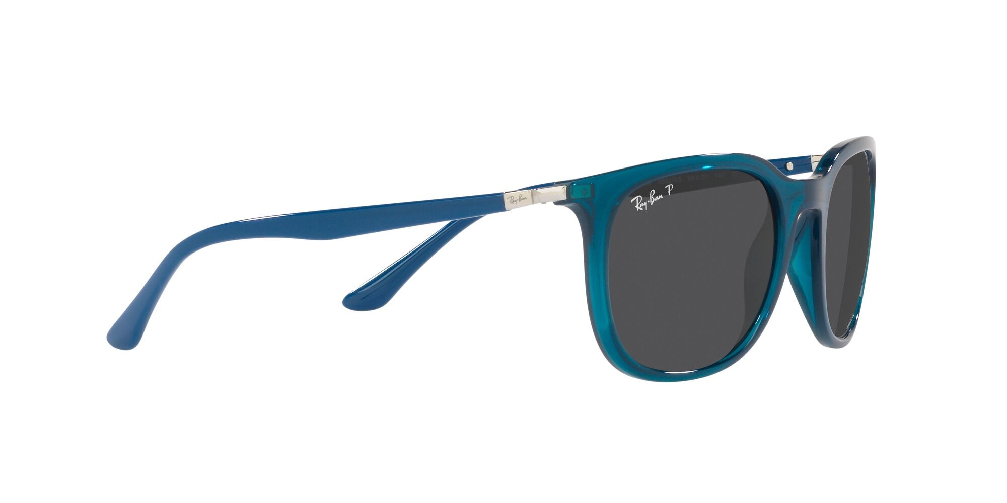 Sonnenbrillen Ray-Ban RB 4386 (6651K8) farbe turchese trasparente form quadratisch gläser grigio scuro