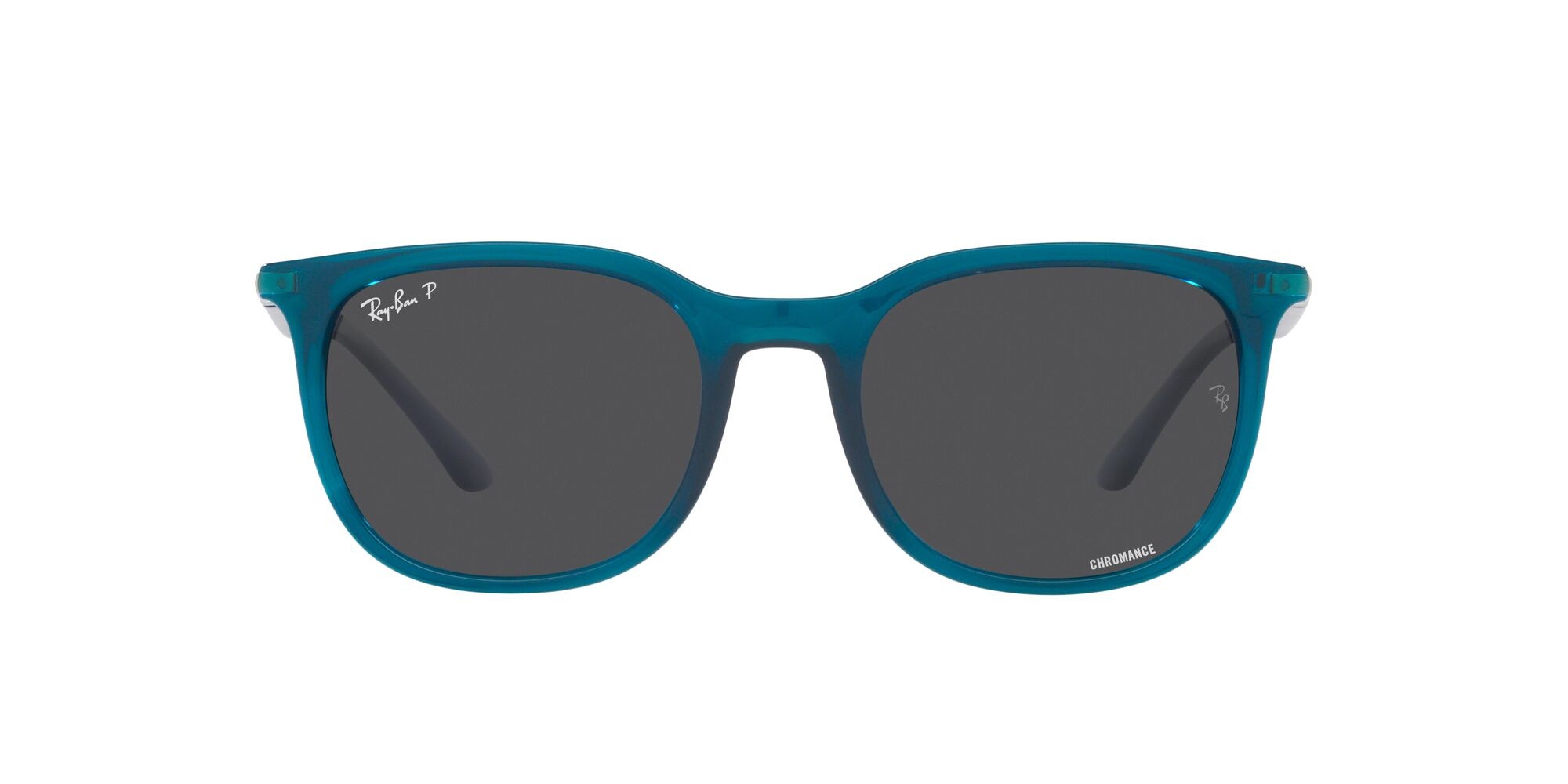 Sonnenbrillen Ray-Ban RB 4386 (6651K8) farbe turchese trasparente form quadratisch gläser grigio scuro