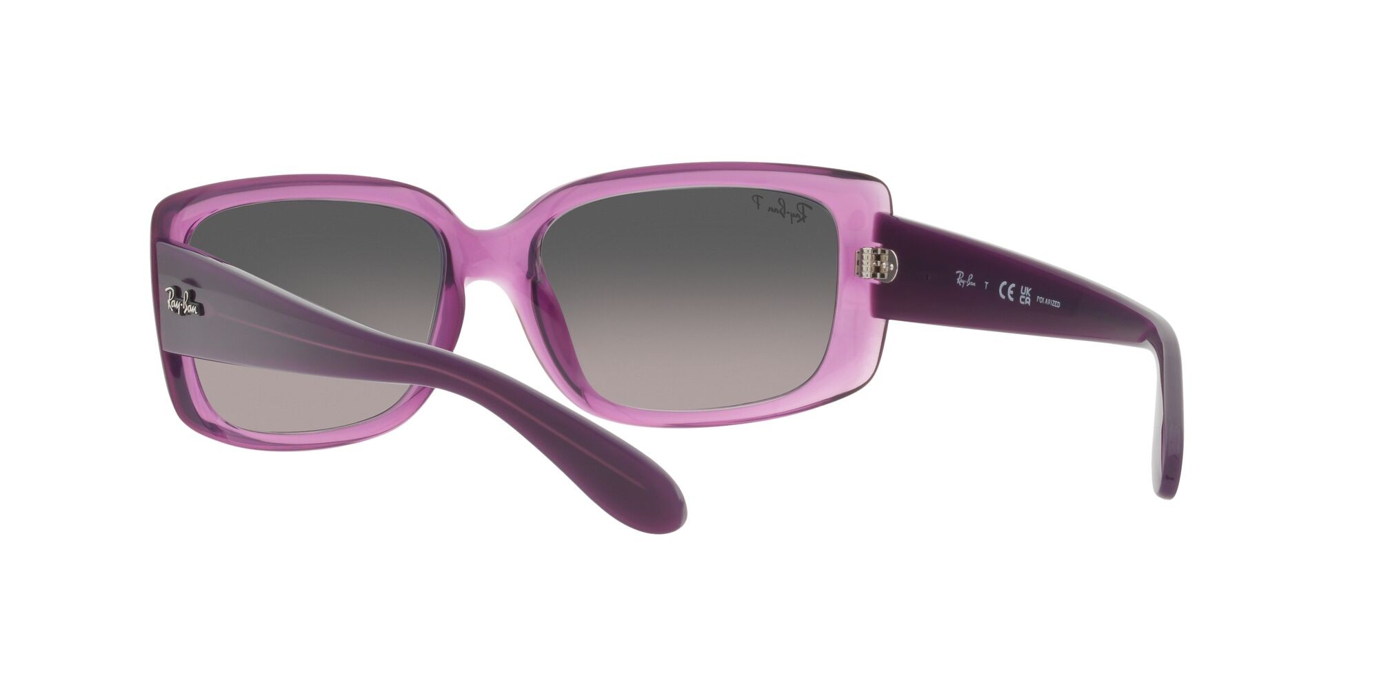 Sonnenbrillen Ray-Ban RB 4389 (6443M3) farbe viola trasparente form quadratisch gläser sfumato grigio