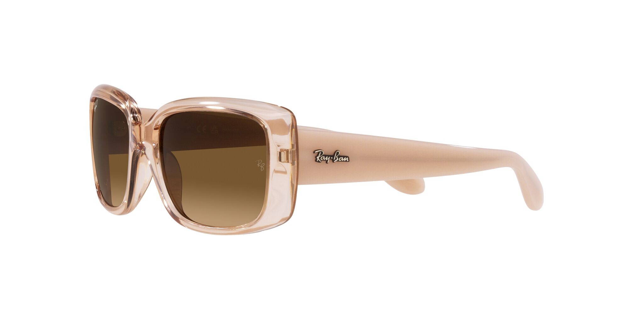 Occhiali da sole Ray-Ban RB 4389 (6644M2) colore marrone trasparente forma quadrato lenti marrone sfumato