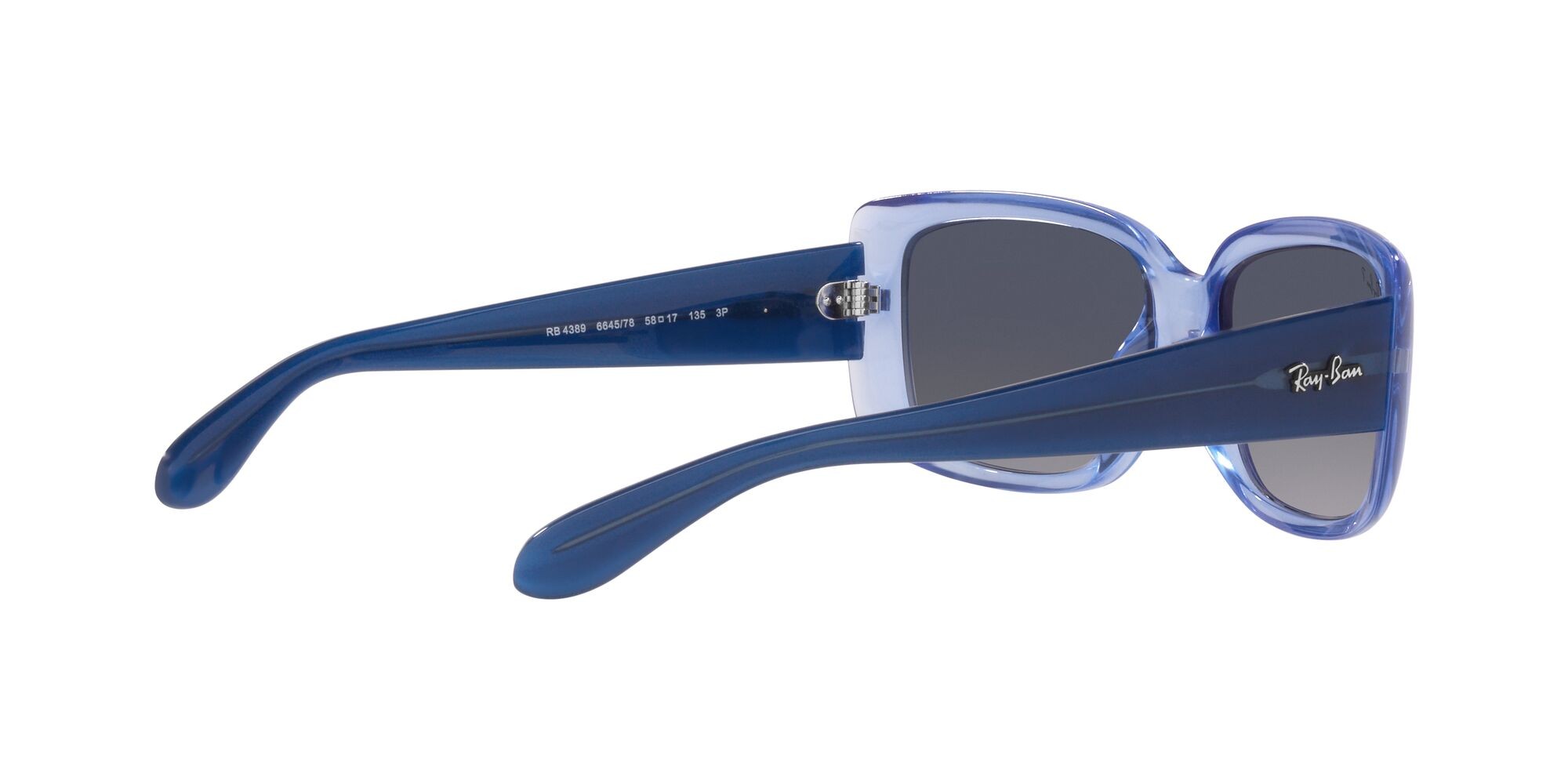 Sonnenbrillen Ray-Ban RB 4389 (664578) farbe violetto chiaro trasparente form quadratisch gläser blu sfumato