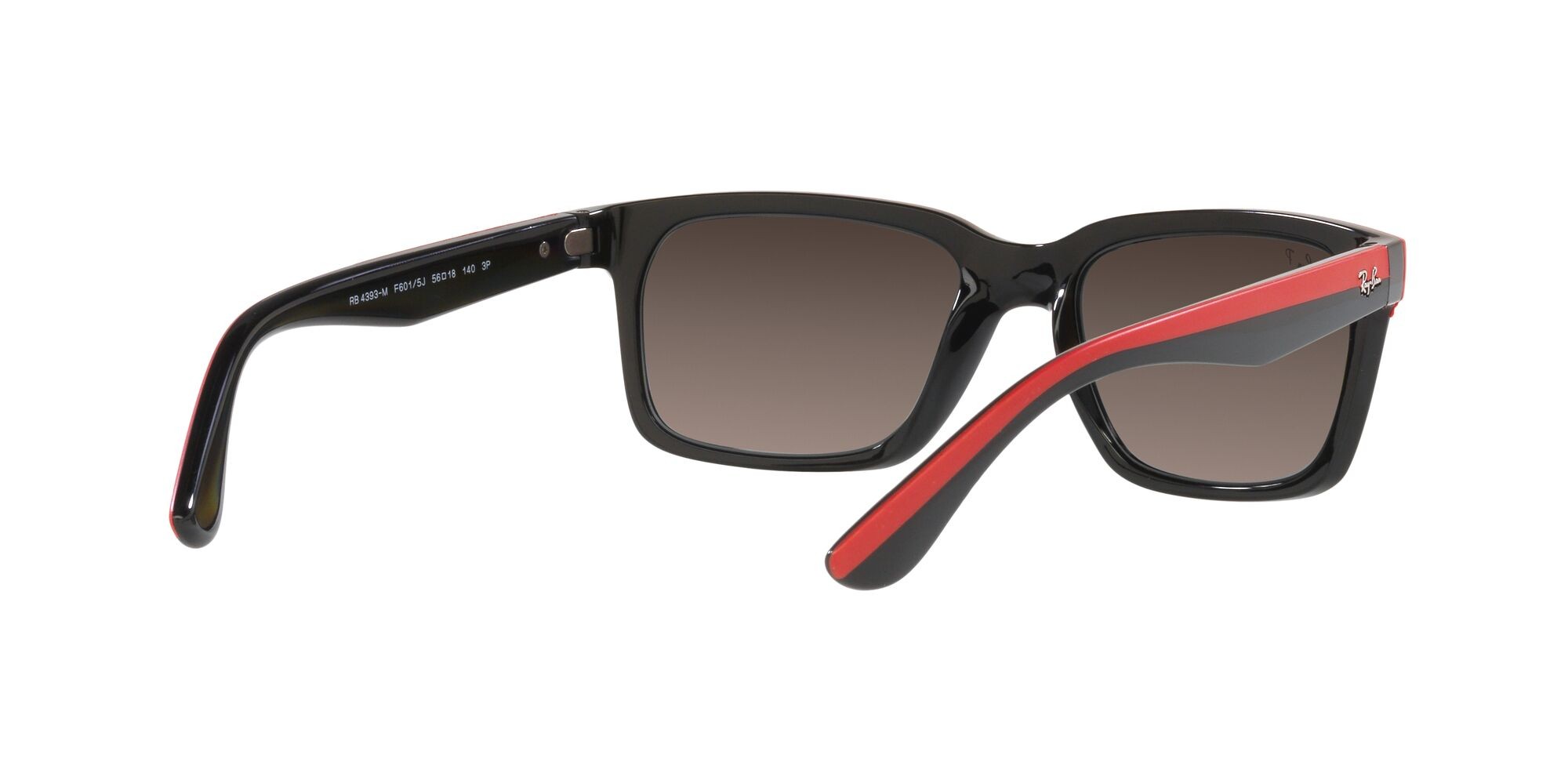 Sonnenbrillen Ray-Ban Scuderia Ferrari RB 4393M (F6015J) farbe nero su rosso effetto gommato form rechteckig gläser polarizzata grigio sfumato a specchio