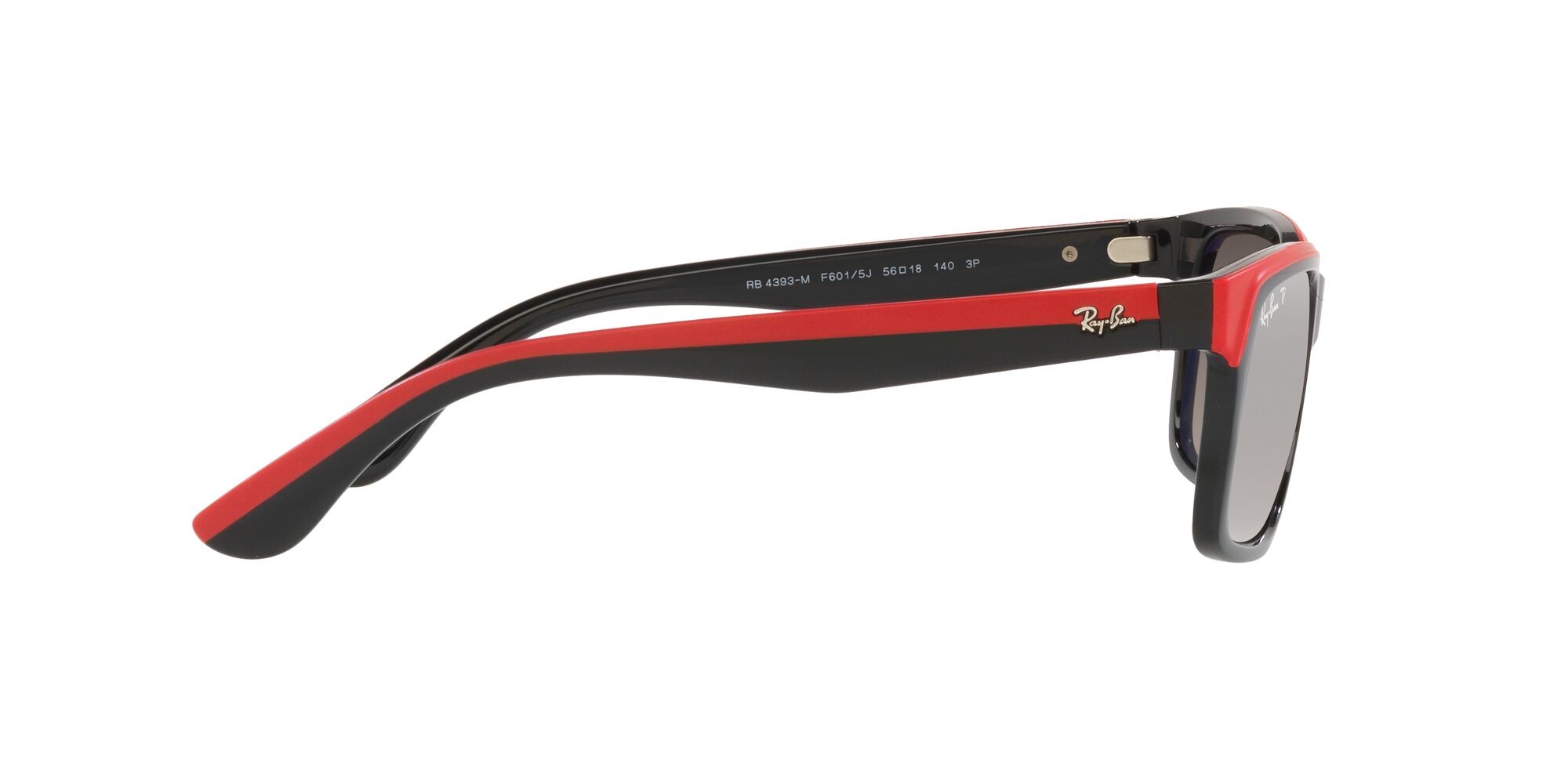 Sonnenbrillen Ray-Ban Scuderia Ferrari RB 4393M (F6015J) farbe nero su rosso effetto gommato form rechteckig gläser polarizzata grigio sfumato a specchio