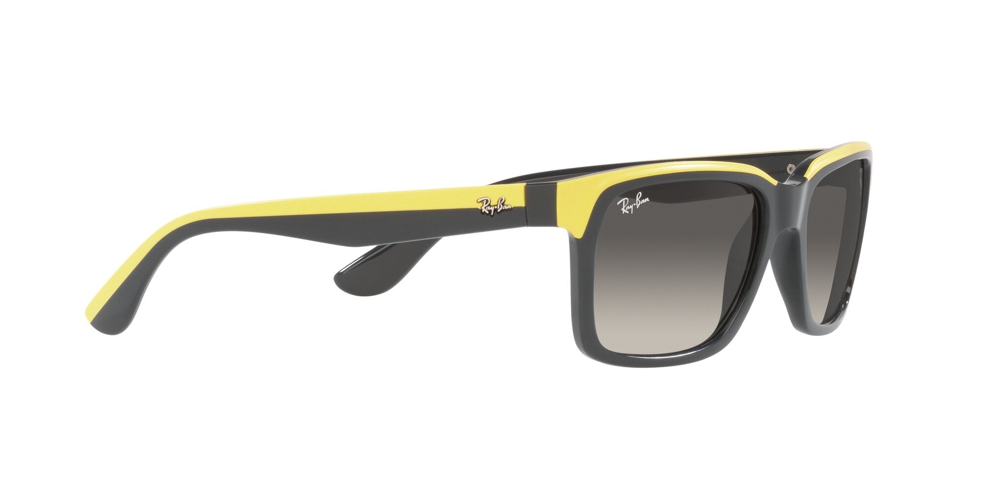 Sonnenbrillen Ray-Ban Scuderia Ferrari RB 4393M (F62411) farbe grigio su giallo effetto gommato form rechteckig gläser sfumato grigio