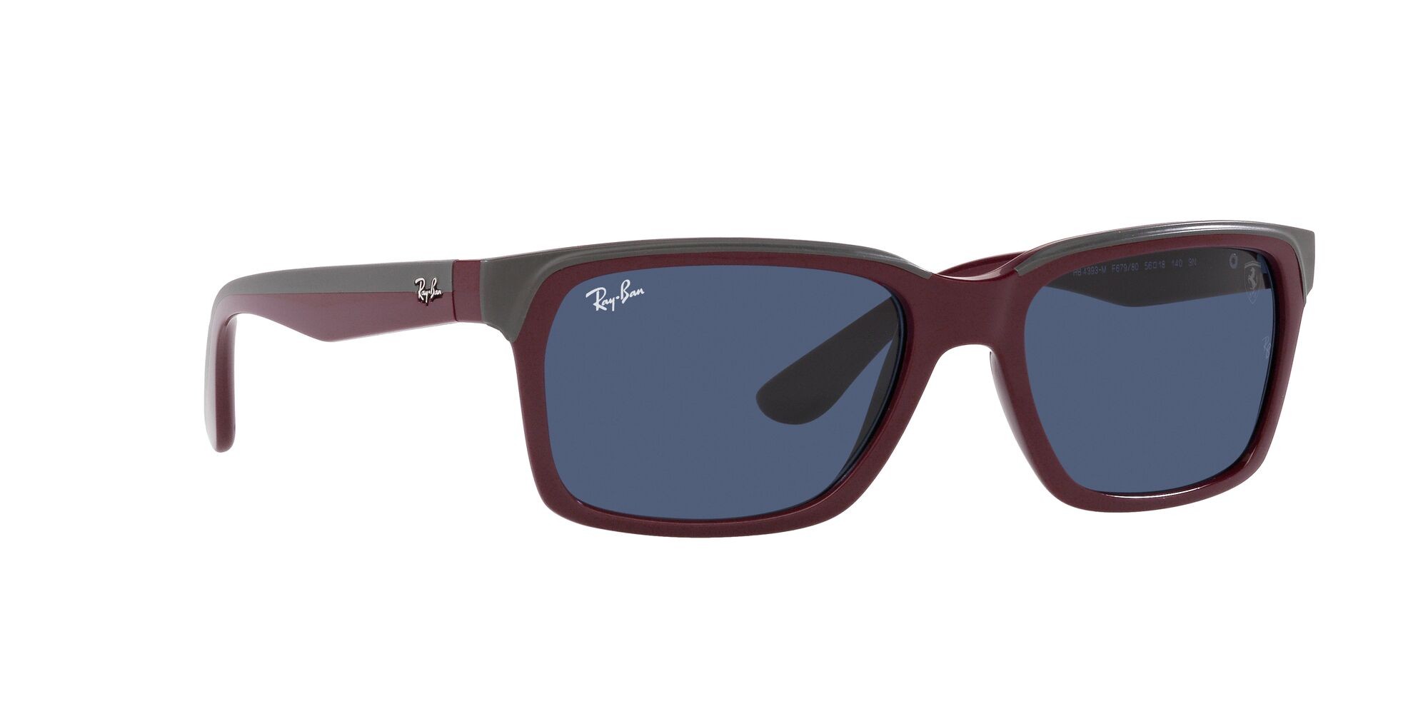 Sonnenbrillen Ray-Ban Scuderia Ferrari RB 4393M (F67980) farbe dark red on rubber grey form rechteckig gläser blu scuro