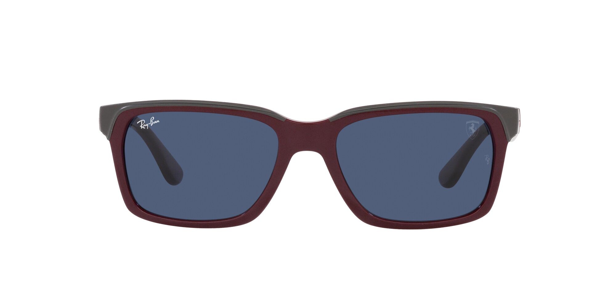 Sonnenbrillen Ray-Ban Scuderia Ferrari RB 4393M (F67980) farbe dark red on rubber grey form rechteckig gläser blu scuro