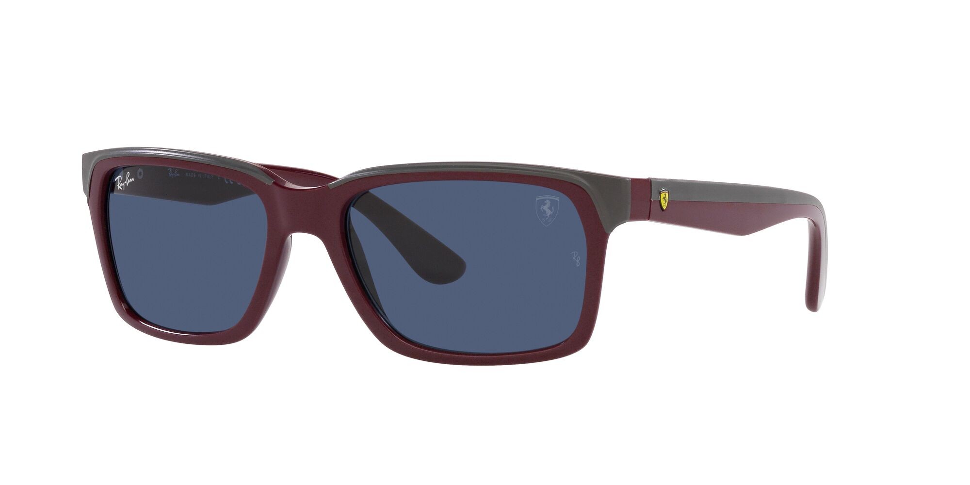 Sonnenbrillen Ray-Ban Scuderia Ferrari RB 4393M (F67980) farbe dark red on rubber grey form rechteckig gläser blu scuro