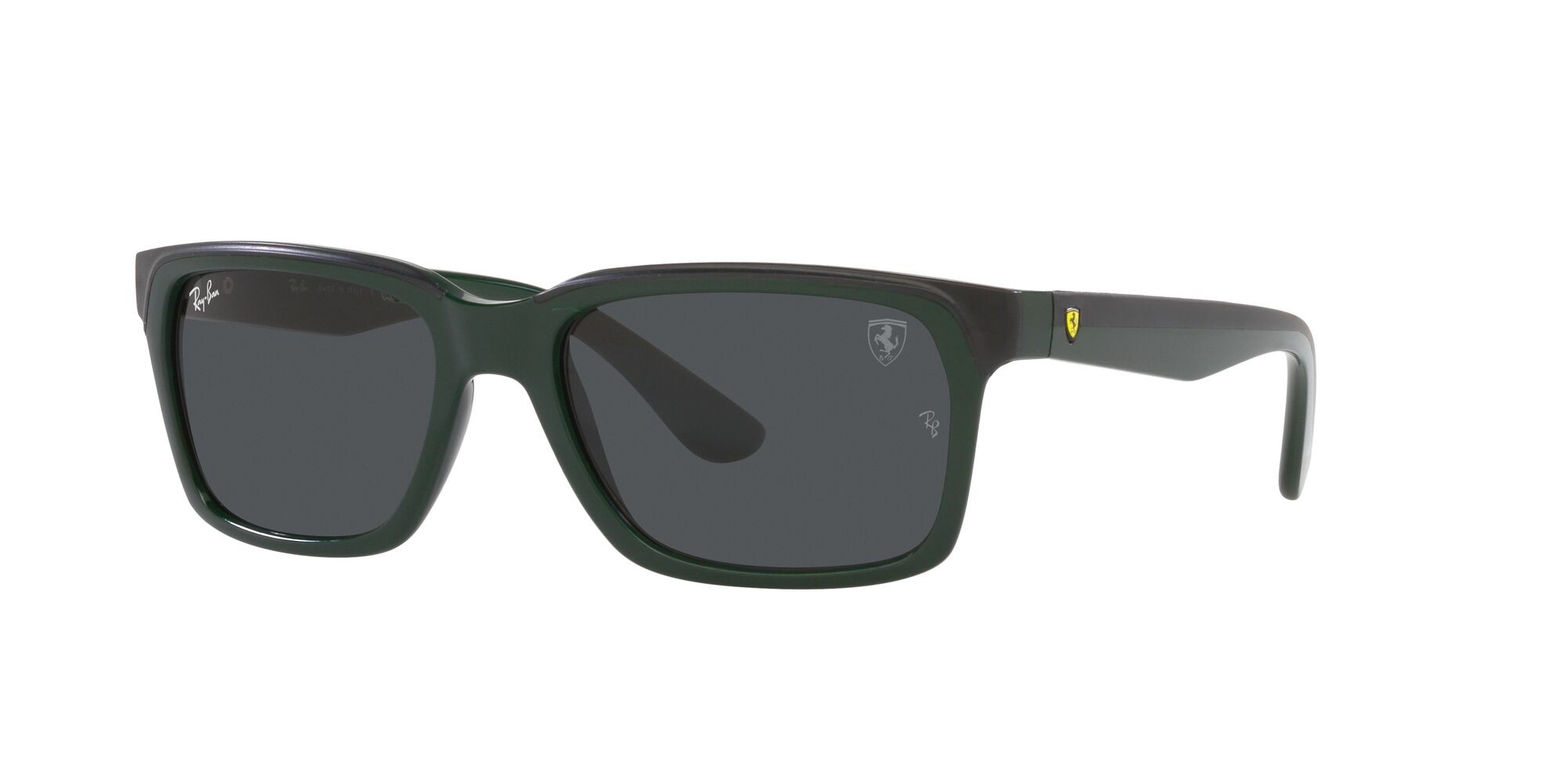 Sonnenbrillen Ray-Ban Scuderia Ferrari RB 4393M (F68087) farbe fiorano green on rubber black form rechteckig gläser grigio scuro