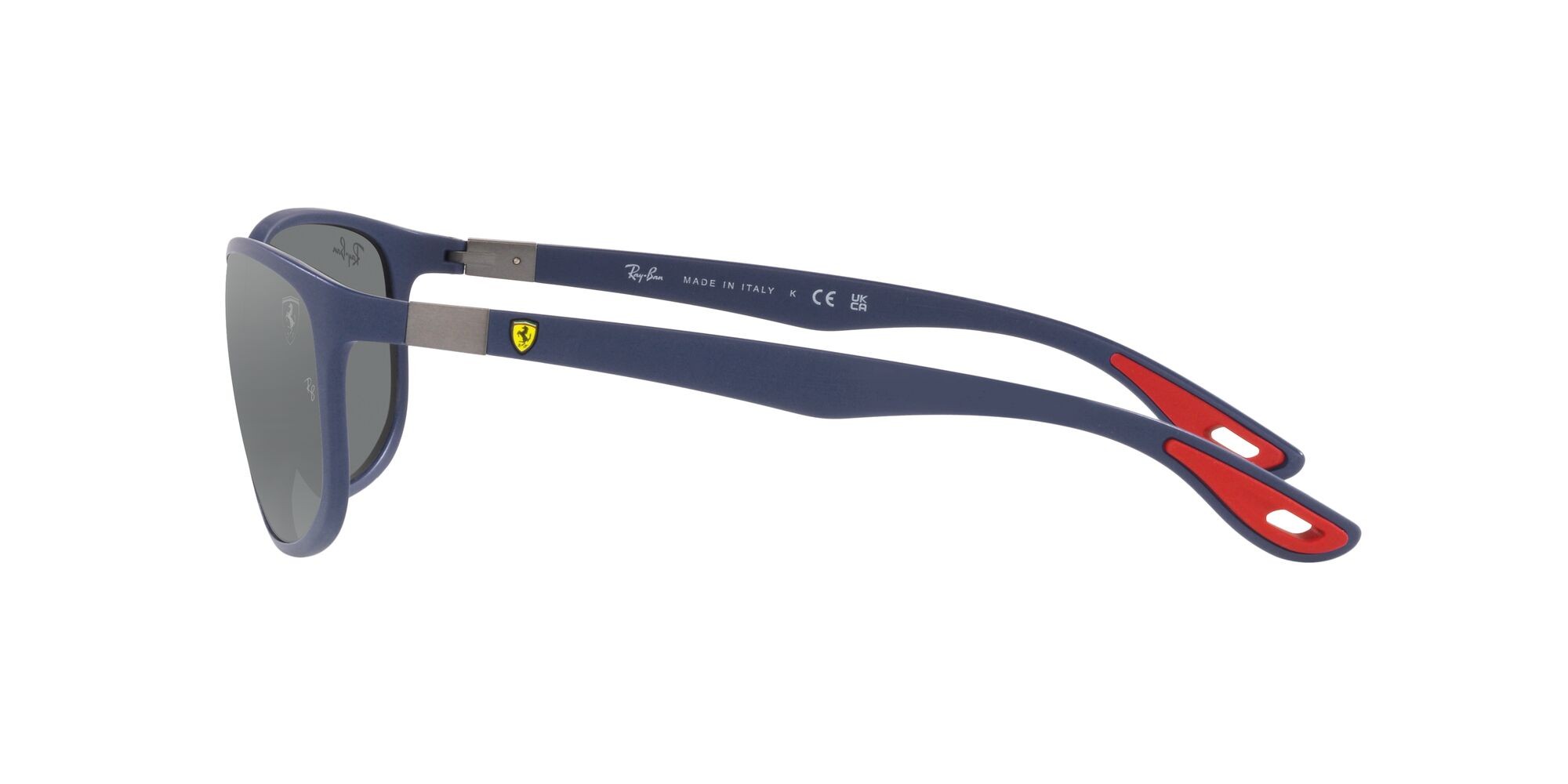 Sonnenbrillen Ray-Ban Scuderia Ferrari RB 4394M (F6046G) farbe blu opaco form quadratisch gläser grigio argento specchiato
