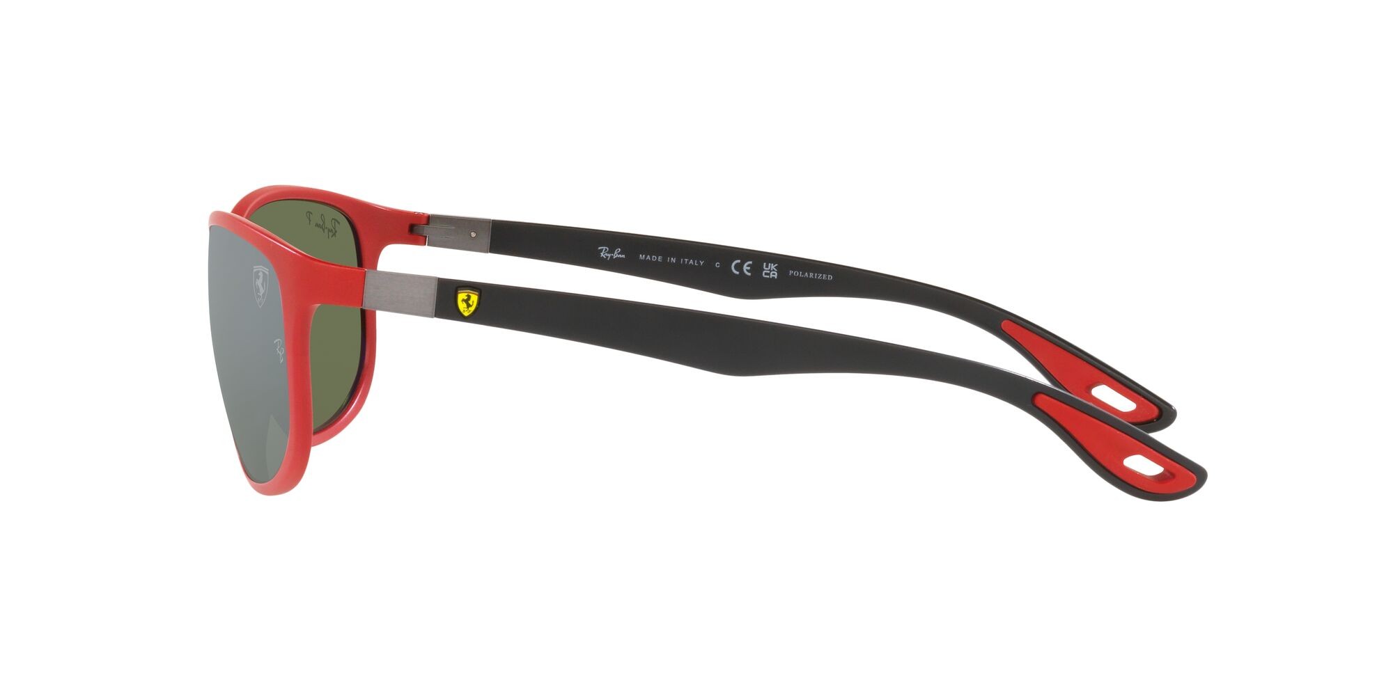 Sonnenbrillen Ray-Ban Scuderia Ferrari RB 4394M (F678H1) farbe rosso opaco form quadratisch gläser verde specchiato argento