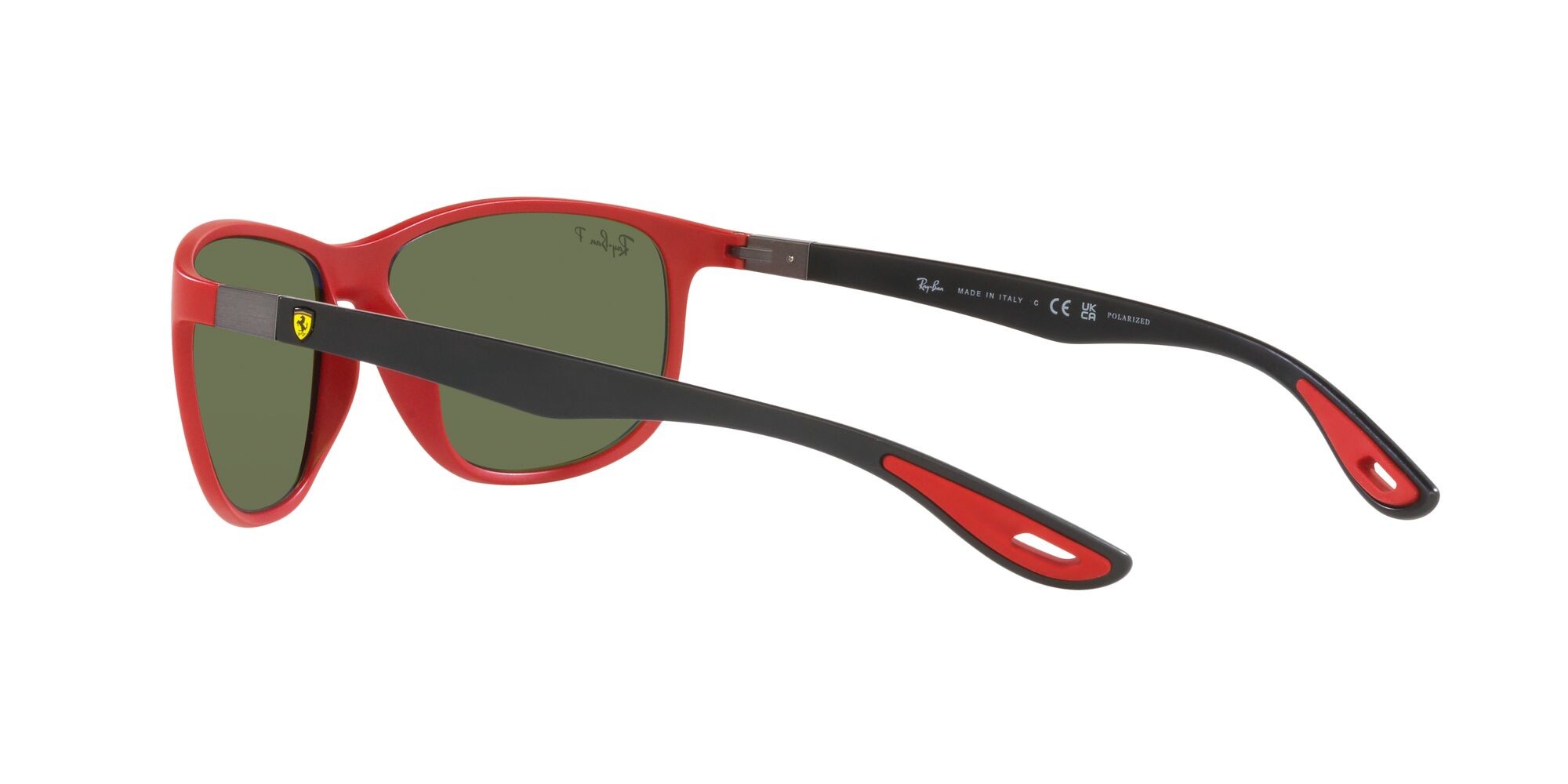 Sonnenbrillen Ray-Ban Scuderia Ferrari RB 4394M (F678H1) farbe rosso opaco form quadratisch gläser verde specchiato argento