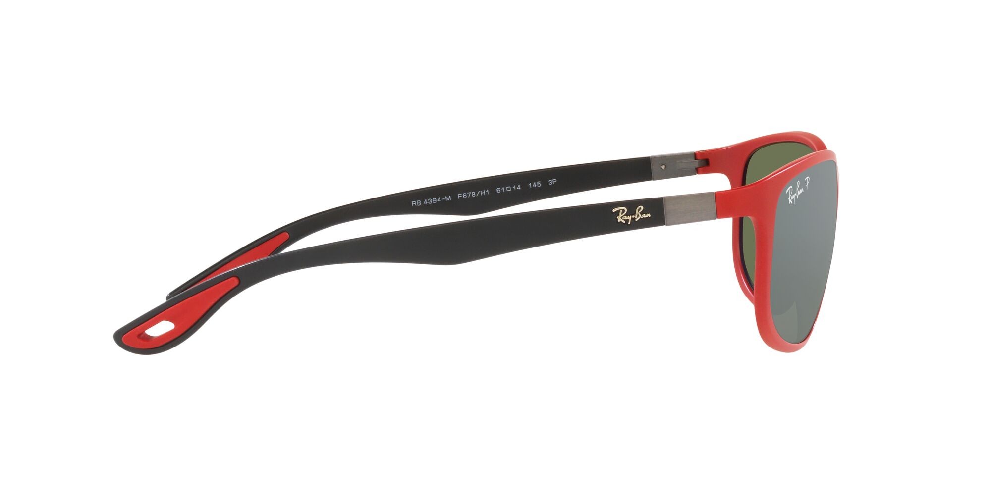 Sonnenbrillen Ray-Ban Scuderia Ferrari RB 4394M (F678H1) farbe rosso opaco form quadratisch gläser verde specchiato argento