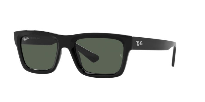 Occhiali da sole Ray-Ban Warren RB 4396 (667771) colore nero forma rettangolare lenti verde scuro