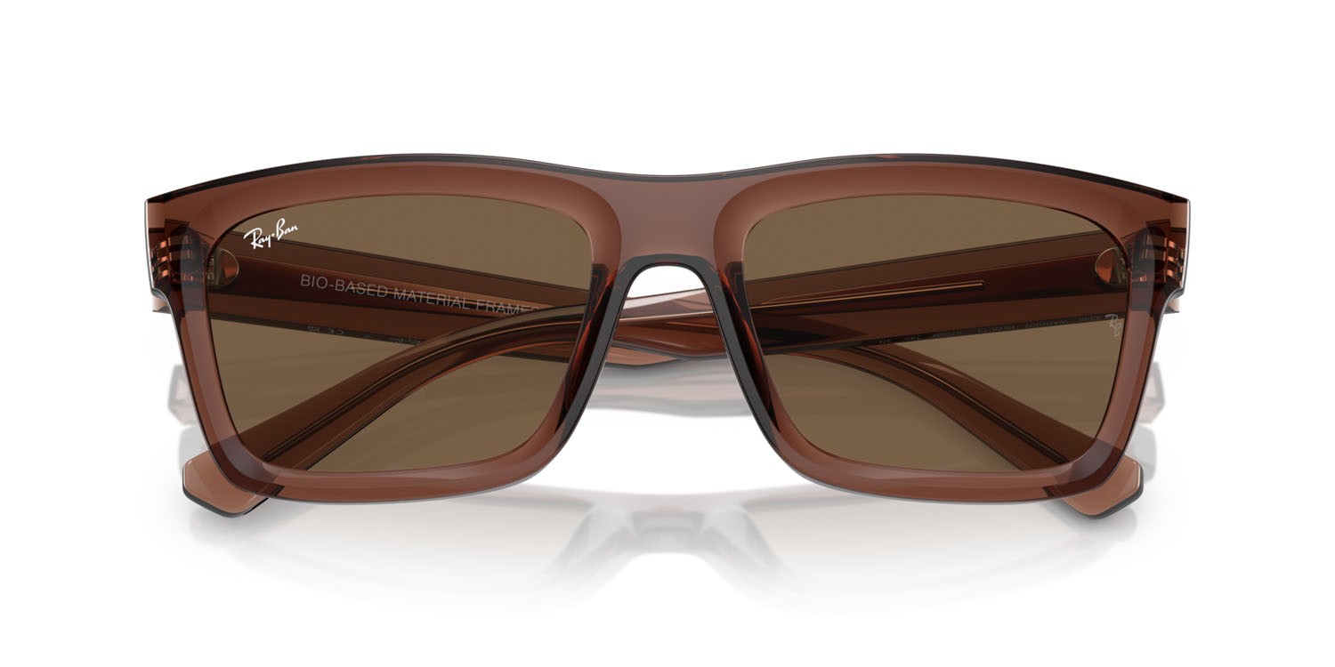 Occhiali da sole Ray-Ban Warren RB 4396 (667873) colore marrone trasparente forma rettangolare lenti marrone scuro