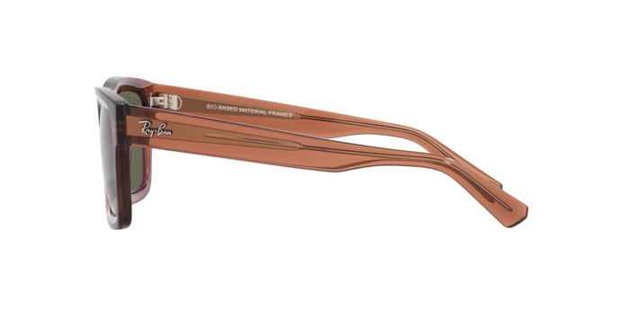 Occhiali da sole Ray-Ban Warren RB 4396 (66789A) colore marrone trasparente forma rettangolare lenti verde scuro