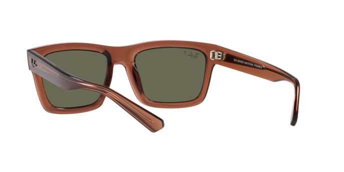 Occhiali da sole Ray-Ban Warren RB 4396 (66789A) colore marrone trasparente forma rettangolare lenti verde scuro