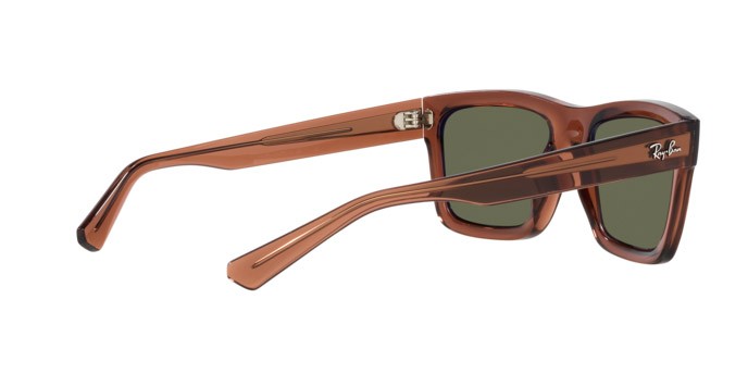 Occhiali da sole Ray-Ban Warren RB 4396 (66789A) colore marrone trasparente forma rettangolare lenti verde scuro