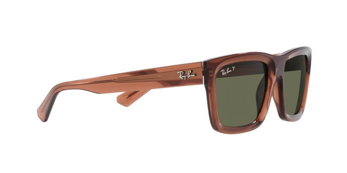 Occhiali da sole Ray-Ban Warren RB 4396 (66789A) colore marrone trasparente forma rettangolare lenti verde scuro