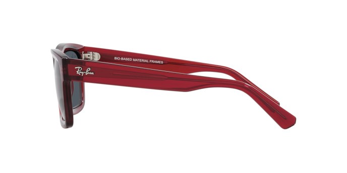 Occhiali da sole Ray-Ban Warren RB 4396 (667987) colore rosso trasparente forma rettangolare lenti grigio scuro