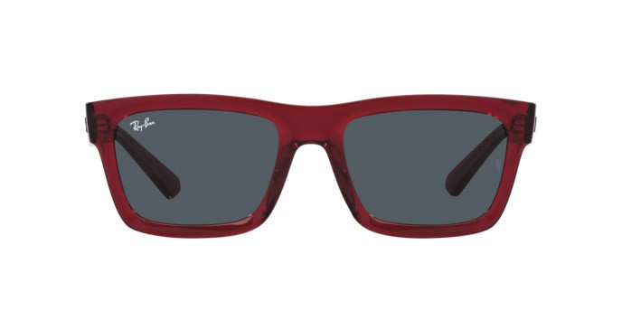 Occhiali da sole Ray-Ban Warren RB 4396 (667987) colore rosso trasparente forma rettangolare lenti grigio scuro