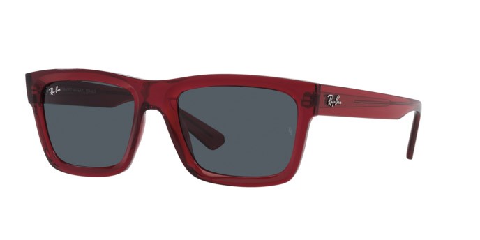 Occhiali da sole Ray-Ban Warren RB 4396 (667987) colore rosso trasparente forma rettangolare lenti grigio scuro