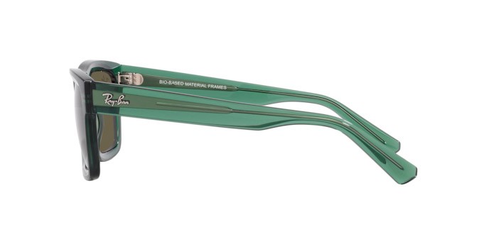Occhiali da sole Ray-Ban Warren RB 4396 (6681/3) colore verde trasparente forma rettangolare lenti marrone
