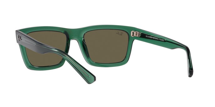 Occhiali da sole Ray-Ban Warren RB 4396 (6681/3) colore verde trasparente forma rettangolare lenti marrone