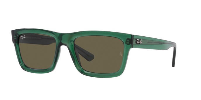 Occhiali da sole Ray-Ban Warren RB 4396 (6681/3) colore verde trasparente forma rettangolare lenti marrone