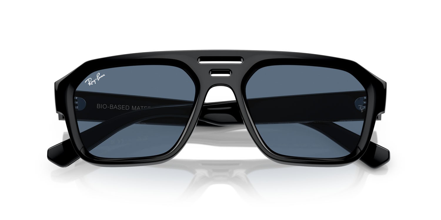 Sonnenbrillen Ray-Ban Corrigan RB 4397 (667780) farbe nero form unregelmäßig gläser blu scuro