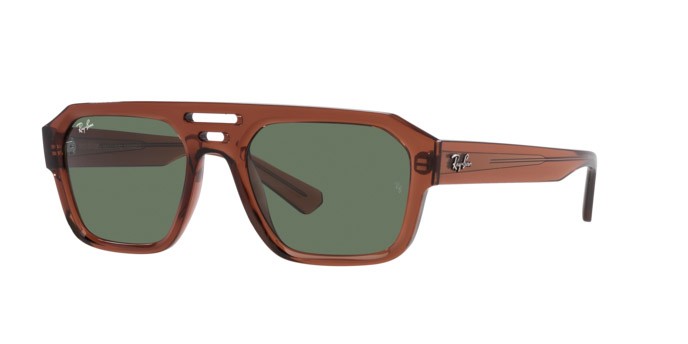 Occhiali da sole Ray-Ban Corrigan RB 4397 (667882) colore marrone trasparente forma irregolare lenti verde scuro