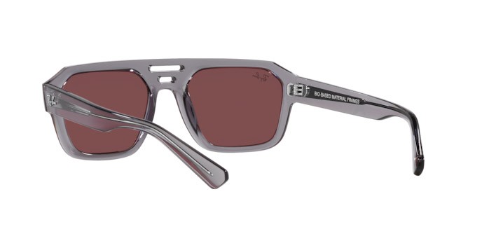 Occhiali da sole Ray-Ban Corrigan RB 4397 (6684D0) colore grigio trasparente forma irregolare lenti viola scuro/ rosso