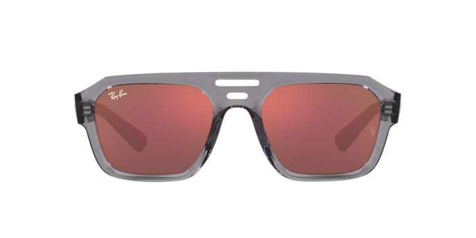 Occhiali da sole Ray-Ban Corrigan RB 4397 (6684D0) colore grigio trasparente forma irregolare lenti viola scuro/ rosso