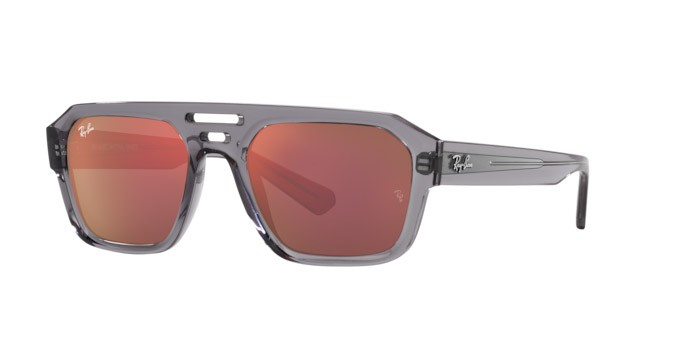 Occhiali da sole Ray-Ban Corrigan RB 4397 (6684D0) colore grigio trasparente forma irregolare lenti viola scuro/ rosso