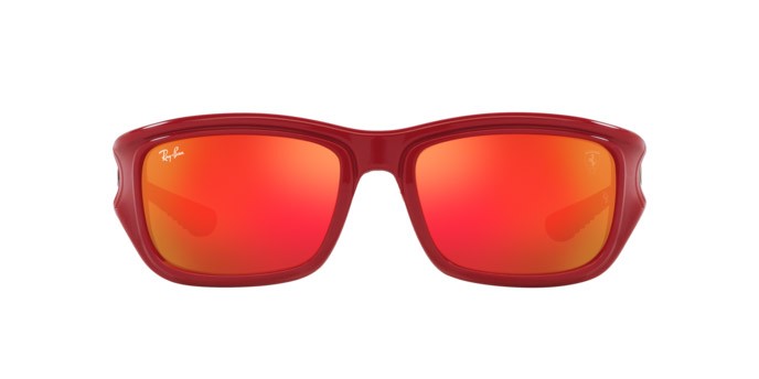 Sonnenbrillen Ray-Ban Scuderia Ferrari RB 4405M (F6236Q) farbe rosso su nero form quadratisch gläser arancione