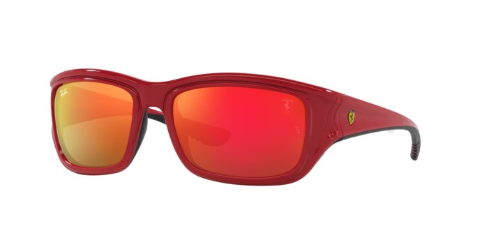 Sonnenbrillen Ray-Ban Scuderia Ferrari RB 4405M (F6236Q) farbe rosso su nero form quadratisch gläser arancione