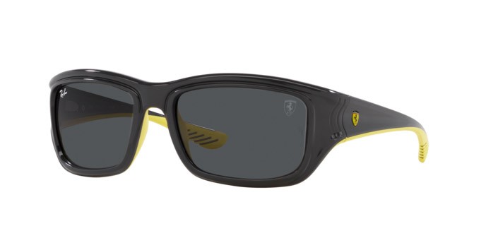 Sunglasses Ray-Ban Scuderia Ferrari RB 4405M (F62487) color grigio su giallo shape square lenses grigio scuro