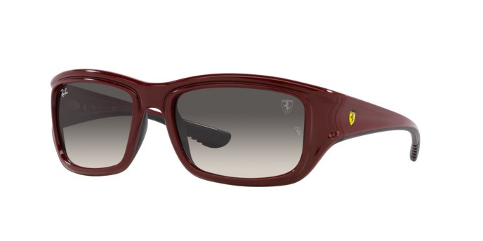 Sonnenbrillen Ray-Ban Scuderia Ferrari RB 4405M (F68111) farbe rosso scuro su nero form quadratisch gläser grigio