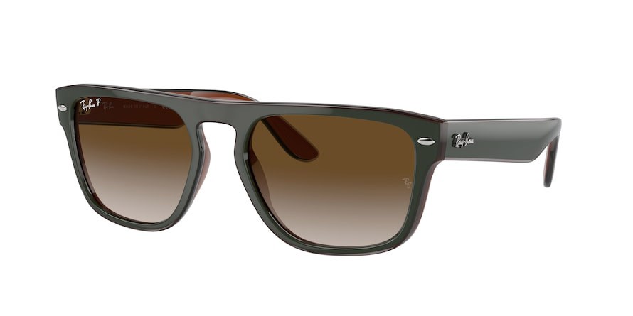 Occhiali da sole Ray-Ban RB 4407 (6732T5) colore verde / grigio scuro / marrone trasparente forma quadrato lenti marrone