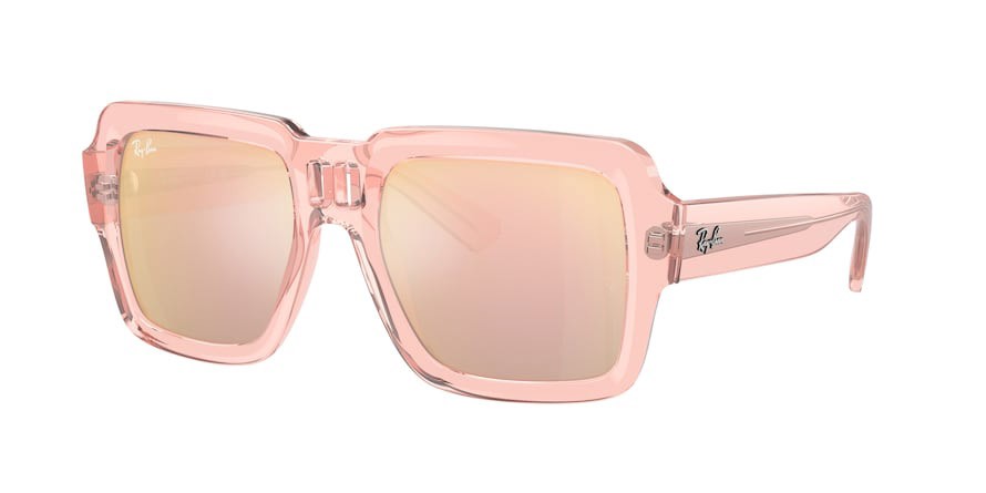Occhiali da sole Ray-Ban Magellan RB 4408 (67286X) colore rosa trasparente forma quadrato lenti violetto chiaro/oro rosa