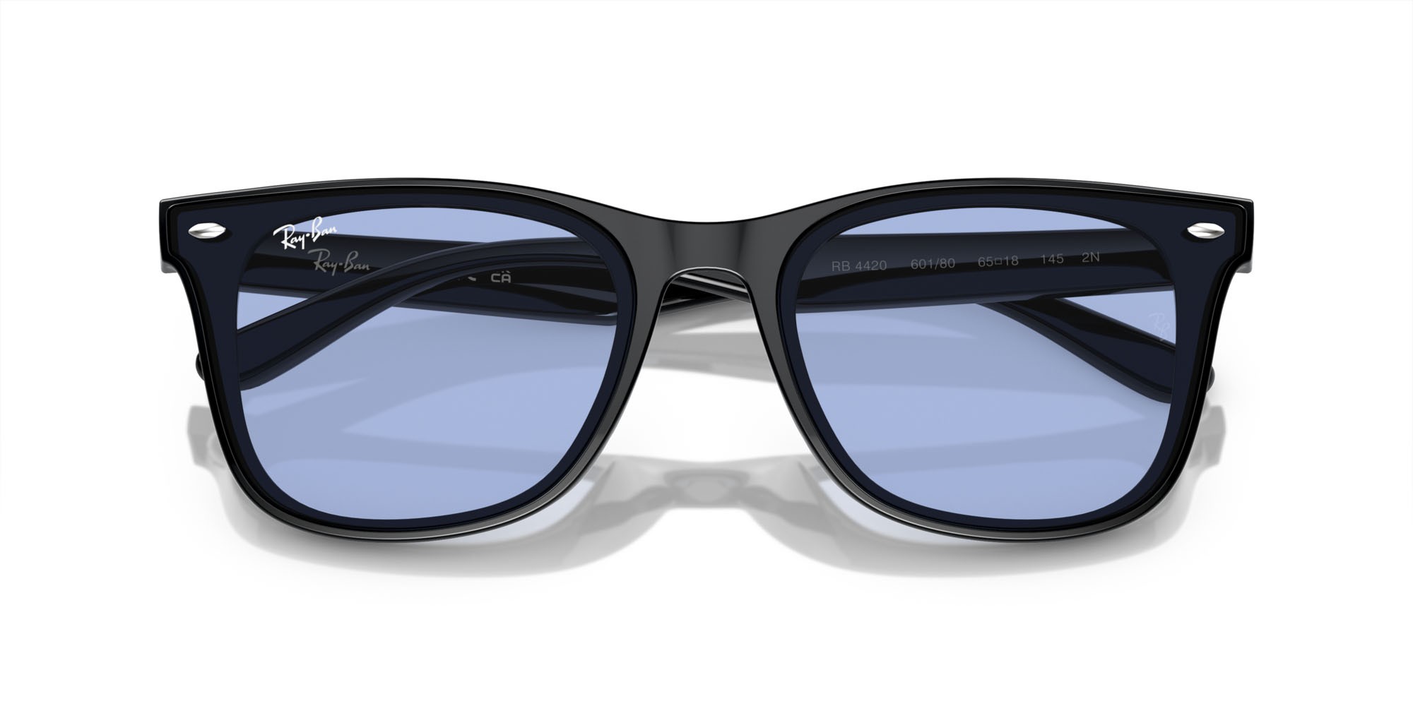 Occhiali da sole Ray-Ban RB 4420 (601/80) colore nero forma quadrato lenti blu