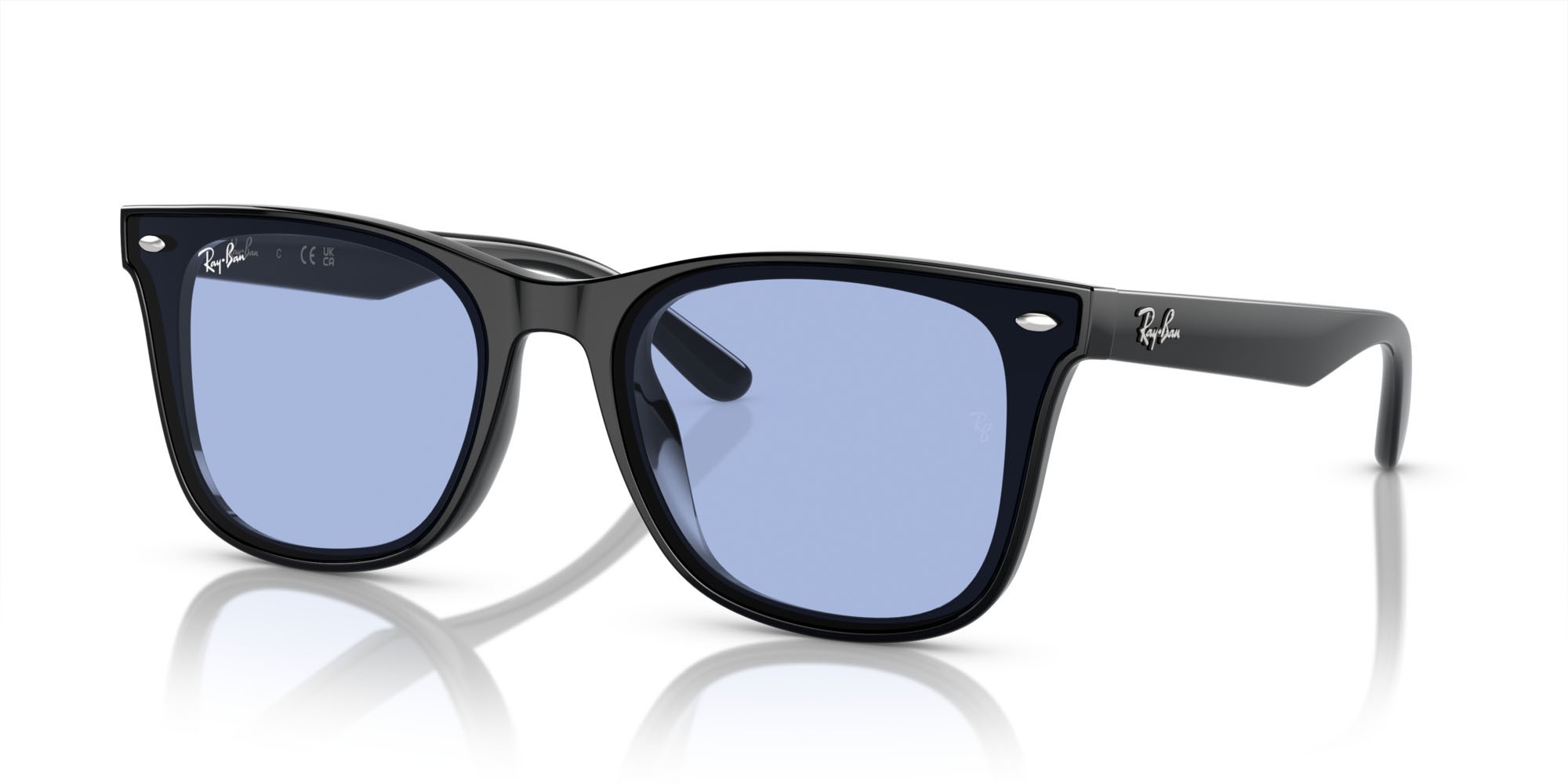 Occhiali da sole Ray-Ban RB 4420 (601/80) colore nero forma quadrato lenti blu