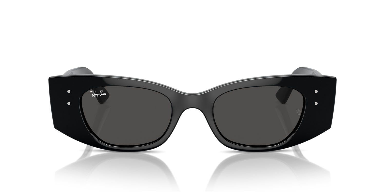 Sunglasses Ray-Ban Kat RB 4427 (667787) color nero shape irregular lenses grigio scuro