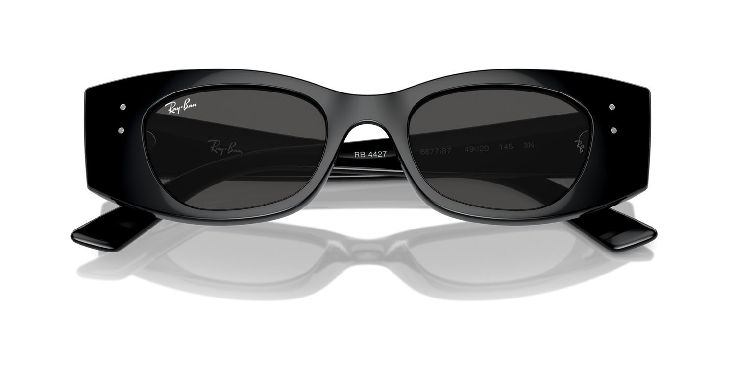 Sunglasses Ray-Ban Kat RB 4427 (667787) color nero shape irregular lenses grigio scuro