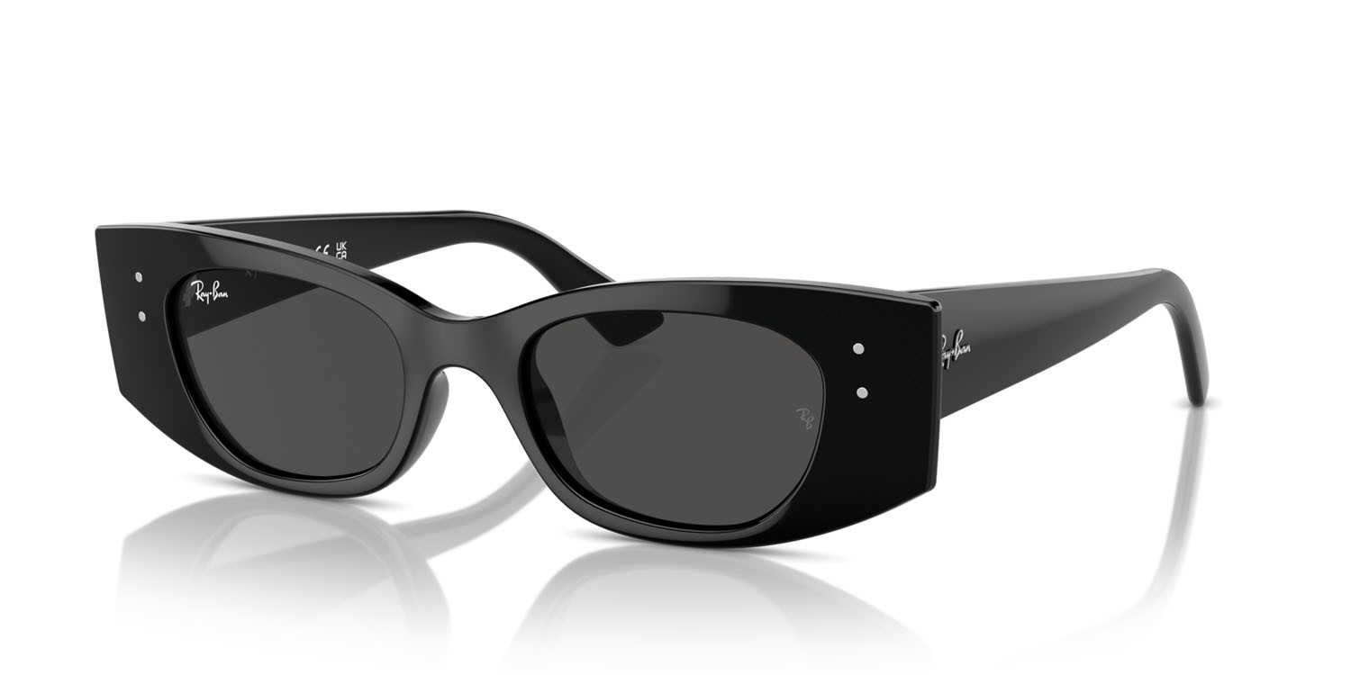 Sunglasses Ray-Ban Kat RB 4427 (667787) color nero shape irregular lenses grigio scuro