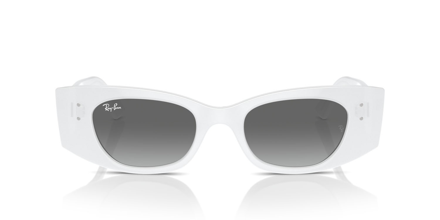 Sunglasses Ray-Ban Kat RB 4427 (675911) color bianco shape irregular lenses grigio