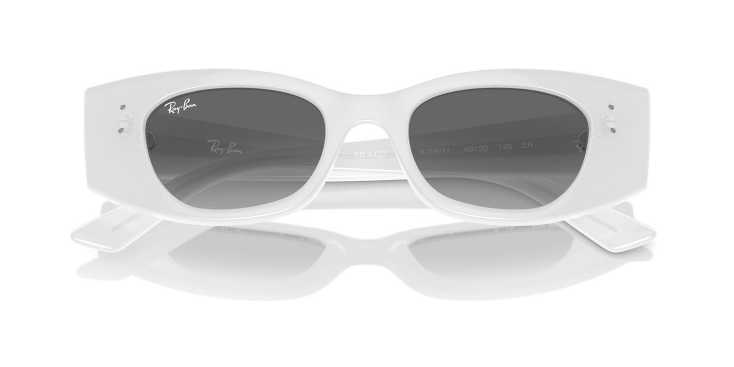 Sunglasses Ray-Ban Kat RB 4427 (675911) color bianco shape irregular lenses grigio