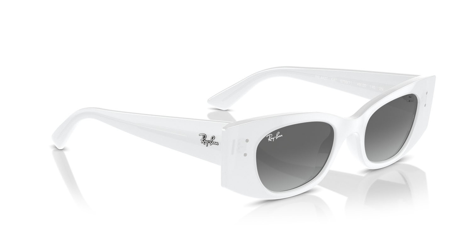 Sunglasses Ray-Ban Kat RB 4427 (675911) color bianco shape irregular lenses grigio