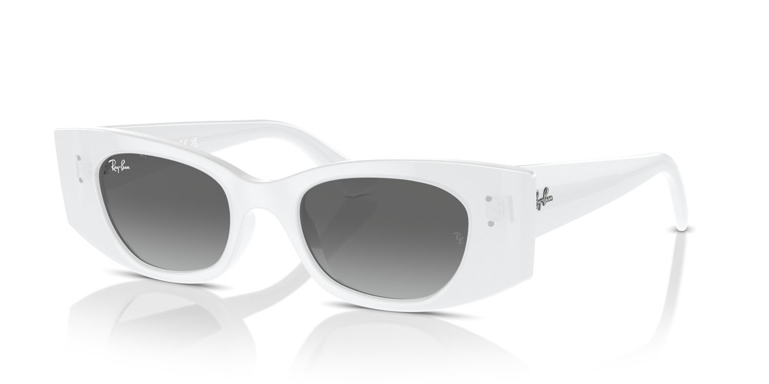Sunglasses Ray-Ban Kat RB 4427 (675911) color bianco shape irregular lenses grigio
