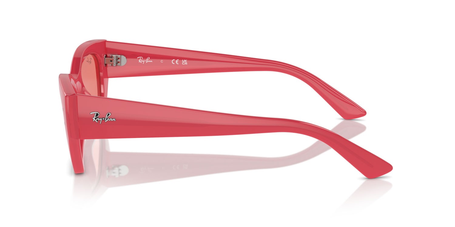 Occhiali da sole Ray-Ban Zena RB 4430 (676084) colore rosso ciliegia forma irregolare lenti rosa