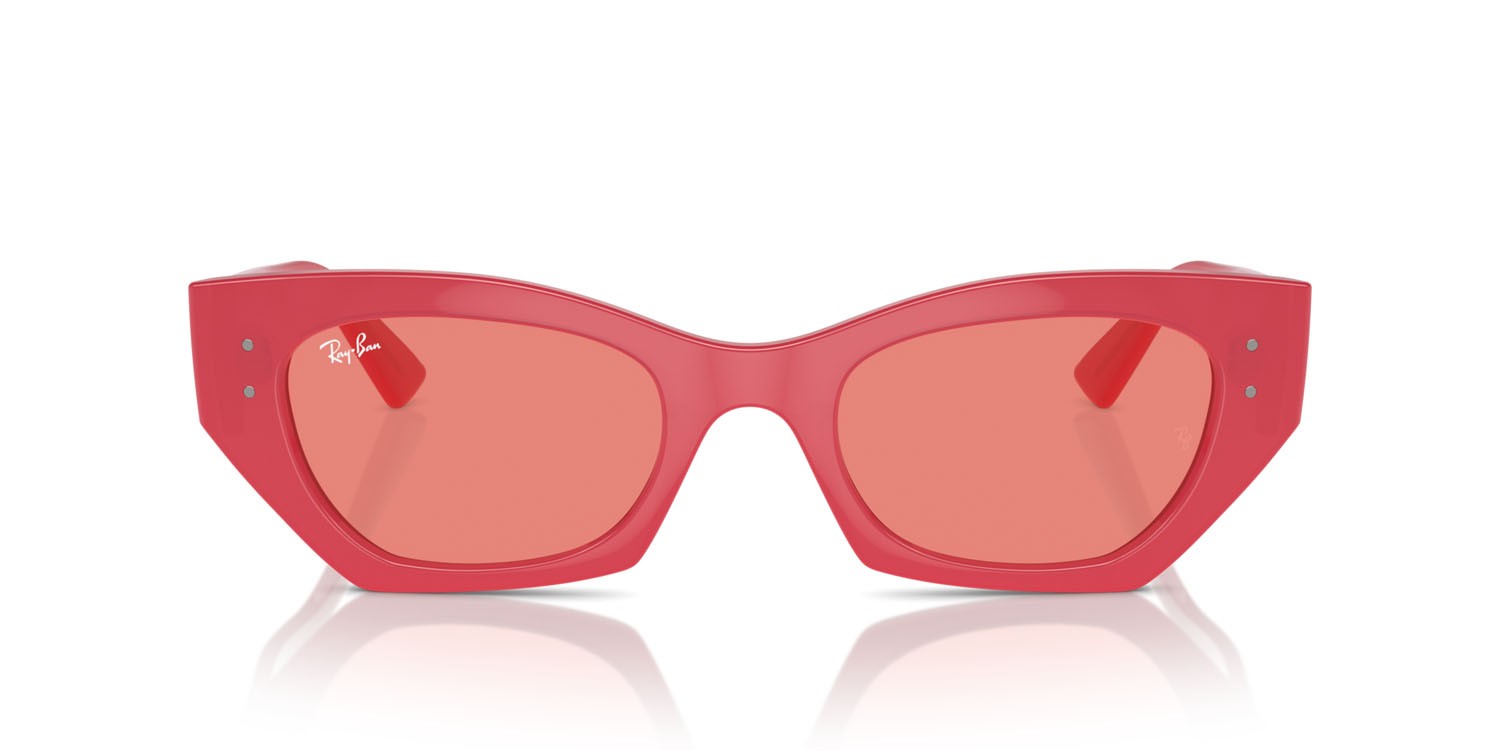 Occhiali da sole Ray-Ban Zena RB 4430 (676084) colore rosso ciliegia forma irregolare lenti rosa